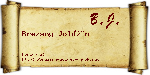 Brezsny Jolán névjegykártya